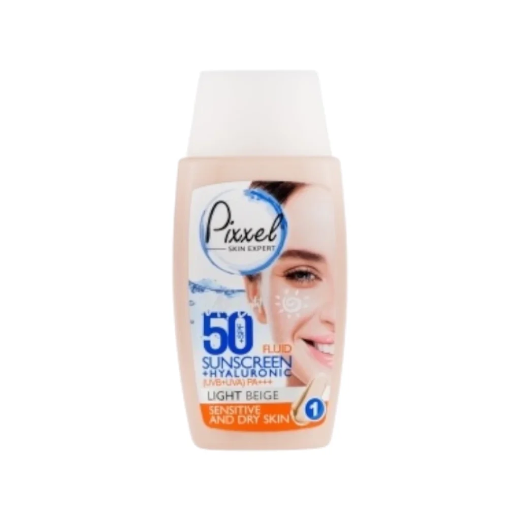 کرم ضد آفتاب پیکسل پوست خشک و حساس بژ روشن 50 میلی‌لیتر SPF50 – محافظت و آبرسانی کامل پوست