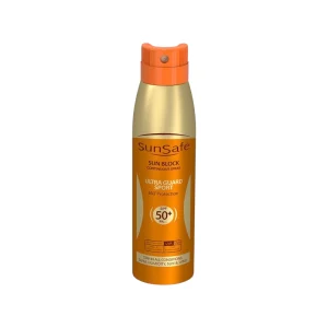 اسپری ضدآفتاب بزرگسالان +SPF50 سان سیف مدل Ultra Guard | بدون رنگ و فاقدچربی | مناسب انواع پوست | حجم 150 میلی لیتر
