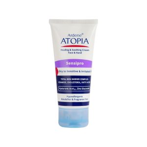کرم مرطوب‌کننده دست و صورت آردن آتوپیا مدل Sensipro مخصوص پوست خشک و حساس، غیر کومدون زا، حاوی گلوکونات روی و عصاره میموزا و آلوئه‌ورا، حجم 50 میلی‌لیتری